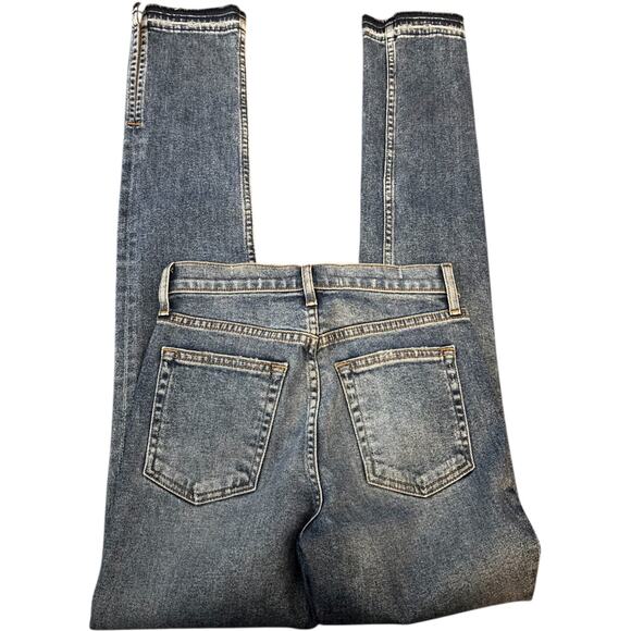 Cotton Citizen Skinny Button Fly Jeans, Split Hem, Medium Wash, Women's Size 24 - Picture 2 of 6